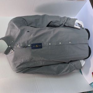 Men's RALPH LAUREN Gray Grey Pinpoint Cotton Shirt XL X  NWT